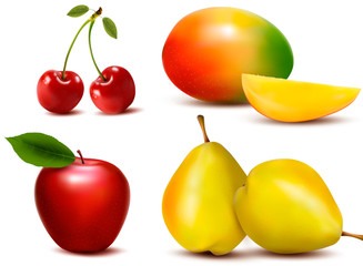 Group of fresh colorful fruit. Vector.