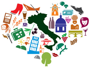 Fototapeta premium Italian symbols icons