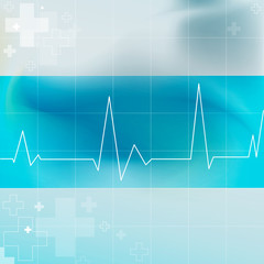 Medical blue background with ekg heartbeat pattern
