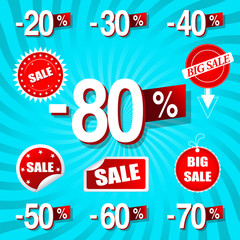 Vector illustration of sale percents and gift box