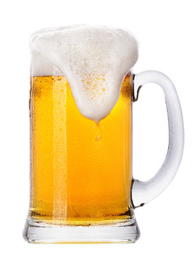 Frosty Glass Of Light Beer Set Isolated