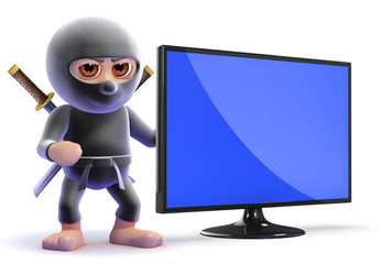 Ninja is impressed with his new widescreen led tv © Steve Young