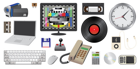 set of electronic daily usage devices, ilustration