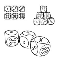 outline set of playing dices, illustration