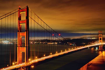 Papier Peint photo San Francisco Night scene of Golden Gate Bridge