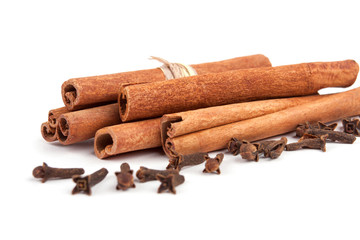 Cinnamon sticks isolated on white background