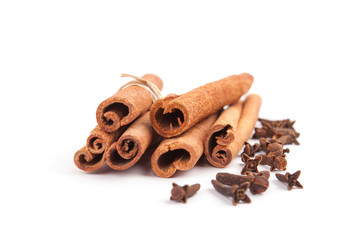 Cinnamon sticks isolated on white background