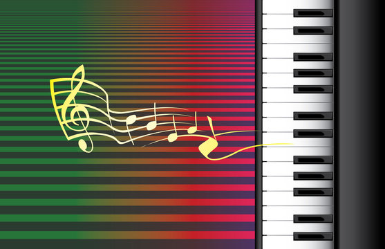 piano roll and music notes - illustration