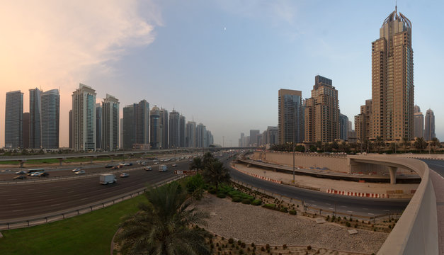 Dubai sheikh Zayed road dusk