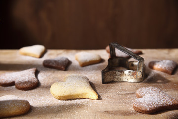 Homemade heart shaped sweet biscuits