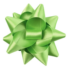 A green ribbon bows