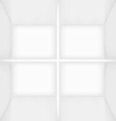 White simple empty room interior divided into four
