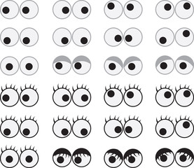 Isolated googly eyes male and female
