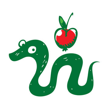 recommend clip art: Snake and Apple reptile fruit sin paradise eden