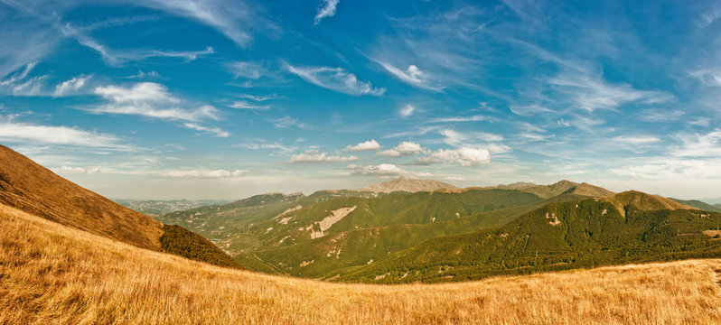 panoramic view of Appennino Reggiano in the north of Italy