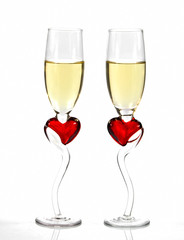 Two Champagne Glasses with Heart