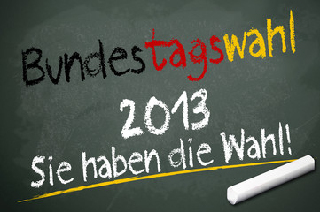 Kreidetafel mit Wahlen 2013
