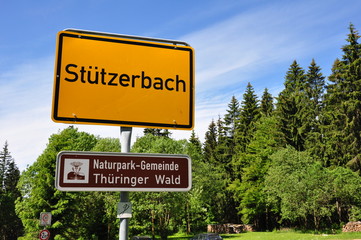 Ortsschild von Stützerbach / Thüringer Wald