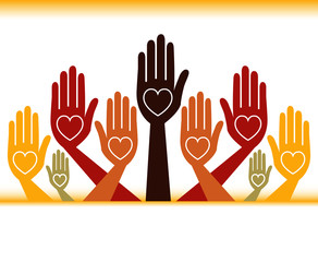 Obraz premium Helpful hands design with text space.