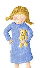 Cute little blonde girl with teddy