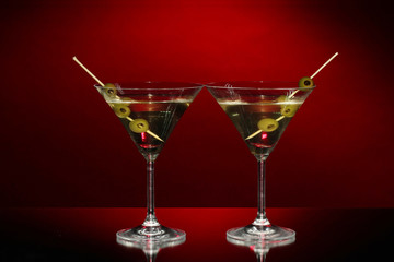 Martini glasses on dark background