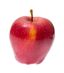 Plakat Dojrzałe czerwone jabłko na białym tle.