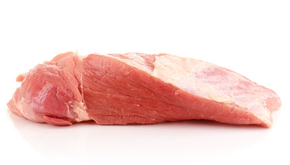 A large piece of pork isolated on white