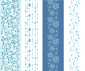 Vector set of four raindrops vertical seamless patterns - 48288977