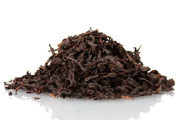 aromatic black dry tea, isolated on white