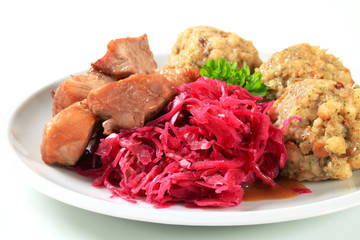 Roast pork with Tyrolean dumplings and red kraut