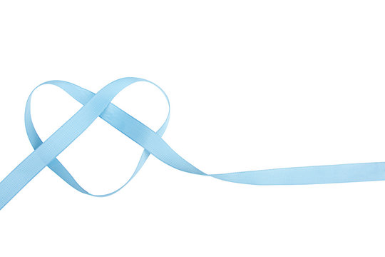 Blue Ribbon In Heart Shape Isolated