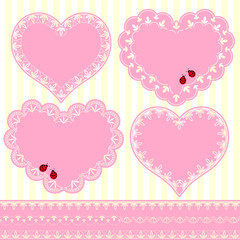 Set of Flower Frame Heart Shape Card