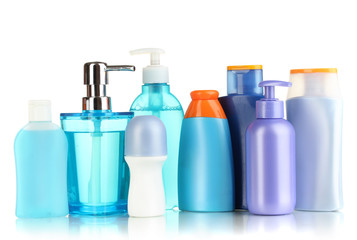 A lot of different cosmetic products for personal care isolated
