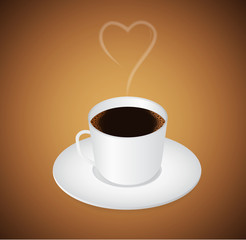 Obraz premium Coffee cup with steam in the form of heart