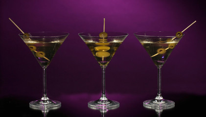 Martini glasses on dark background