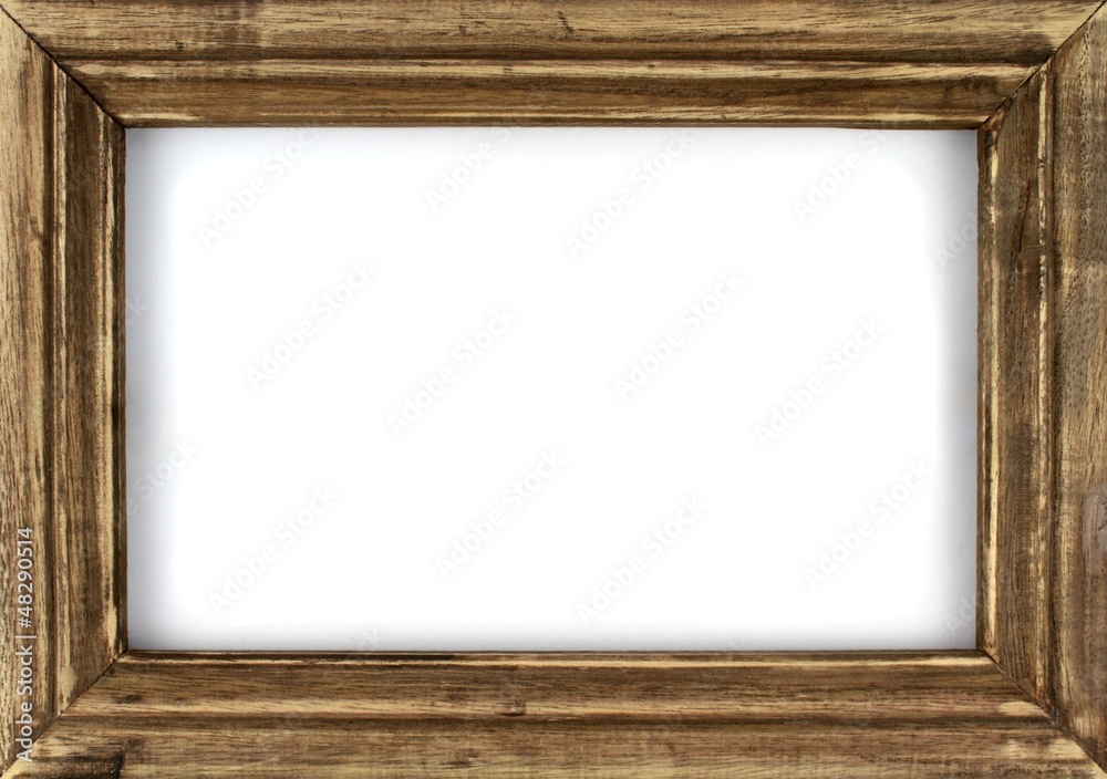 Wall mural Old picture frame isolated on white background.