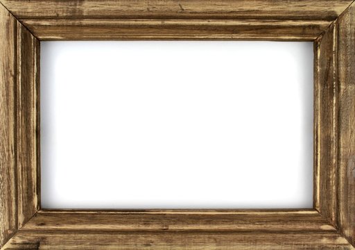 Old picture frame isolated on white background.