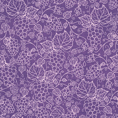 Vector lace grape vines seamless pattern background with hand