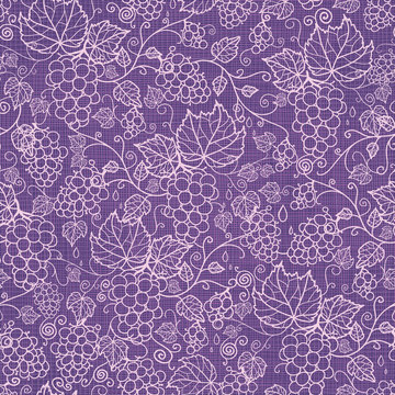 Vector lace grape vines seamless pattern background with hand