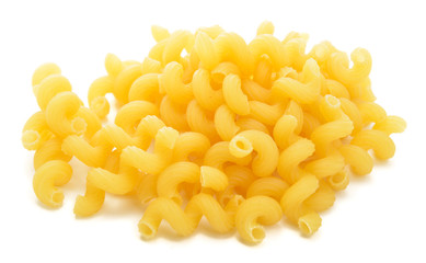 Heap of cellentani pasta isolated on white background