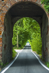 Road through arch in Italy