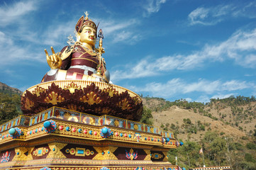 Big golden statue of Padmasambhava in Rewalsar,India