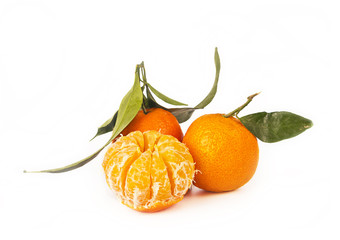 Mandarin fruits on white background