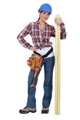 Cute carpenter posing.