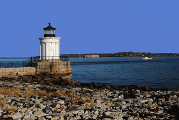 Fototapeta na wymiar Portland Breakwater Lighthouse aka 
