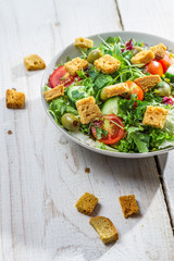 Fresh salad with chicken and vegetables