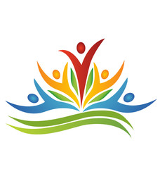 Teamwork happy people logo vector