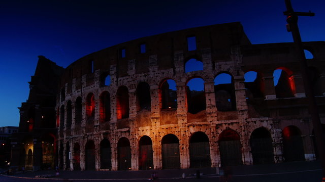 Dusk near the Colosseum and the Arch of Constantine,time-lapse