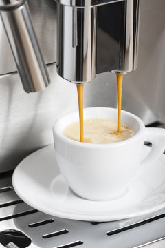 Coffee machine making espresso