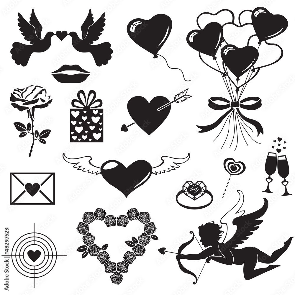 Sticker Valentine day set